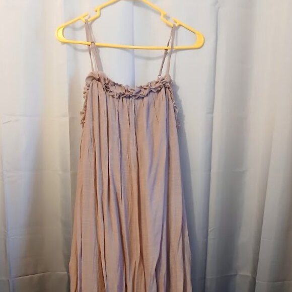 Nwt LISTICLE Gauzey Maxi Dress Large Mauve Pink Flowing Maternity Shoot POCKETS! - Picture 2 of 11